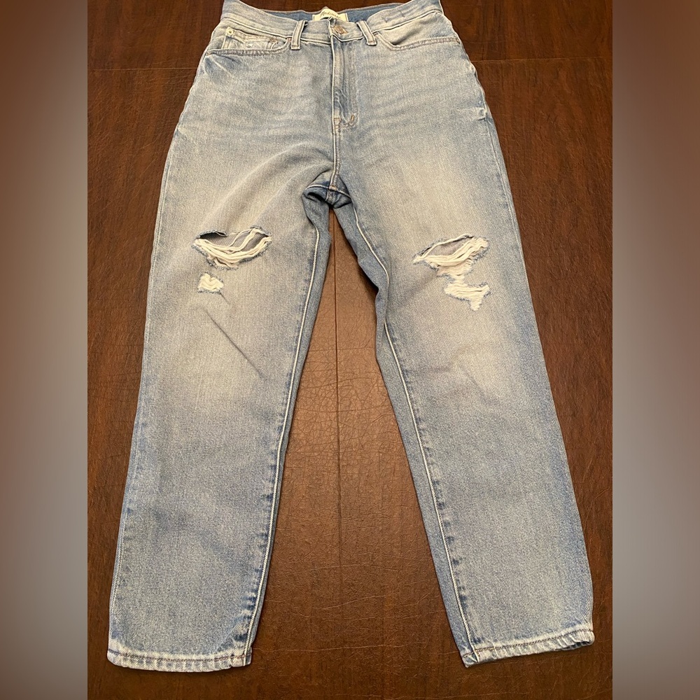 Madewell Jeans The Momjean Light Wash Blue Distressed 100% Cotton Size 27